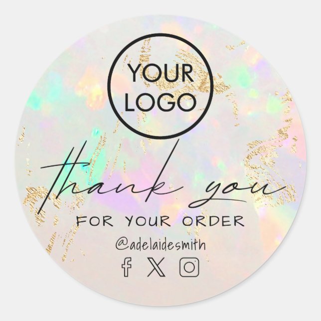  white opal inspired texture thank you classic rou classic round sticker (Front)