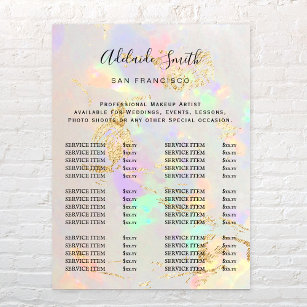 white opal price list poster