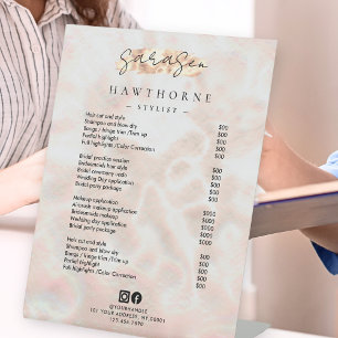 White Opal Price List Rose Gold Luxury Elegant Pedestal Sign