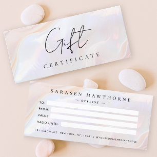 White Opal Stone Shell Background Gift Certificate