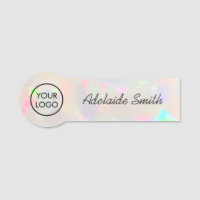 white opal texture logo name tag