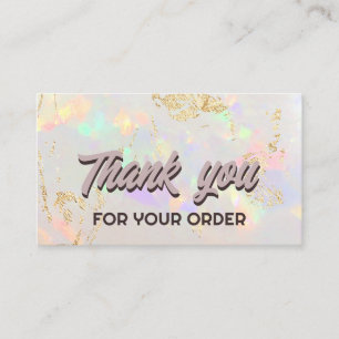 white opal thank you business card