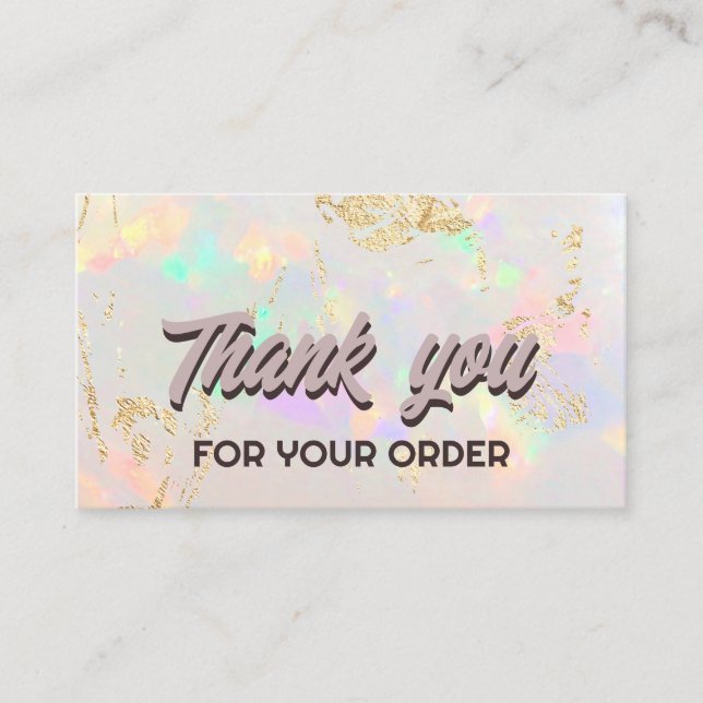 white opal thank you business card (Front)