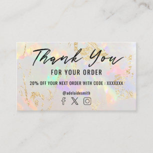 white opal thank you business card