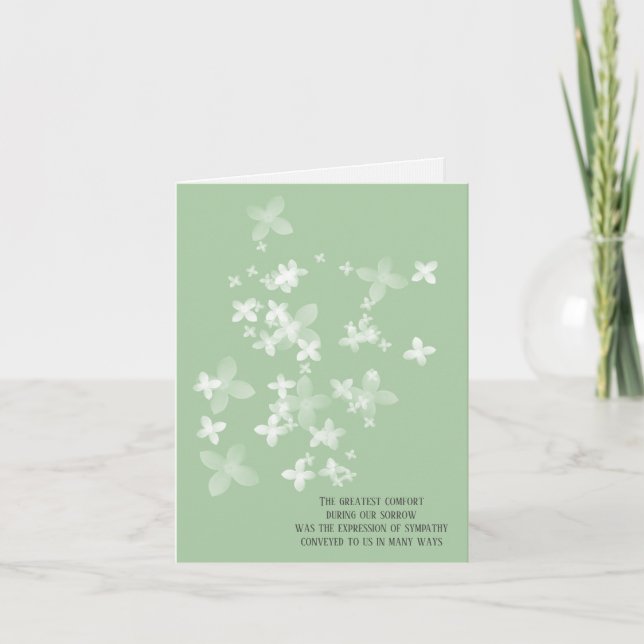white opaque flower sympathy thank you card (Front)