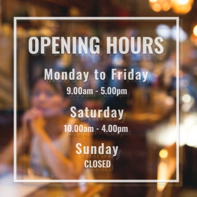 White Opening Hours Business Sign (Creator Uploaded)