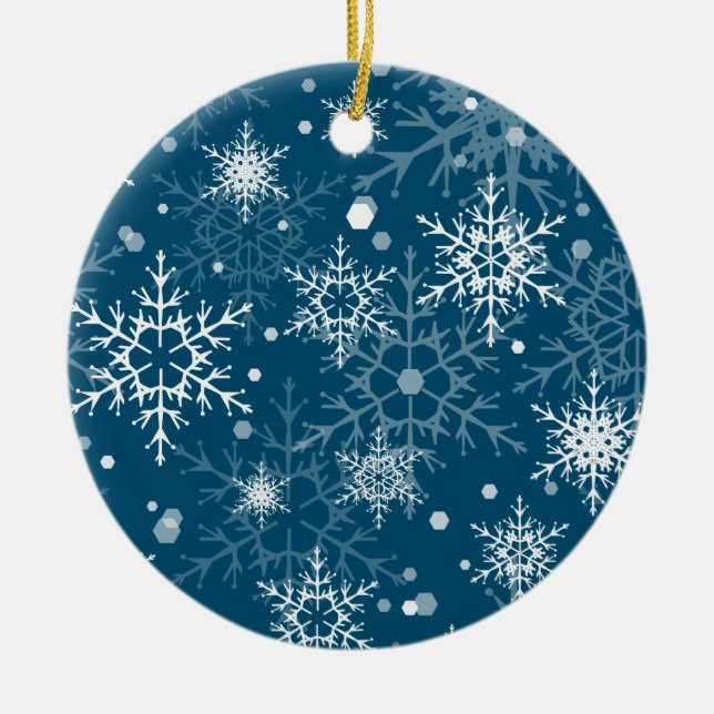White openwork snowflakes  ceramic tree decoration (Front)