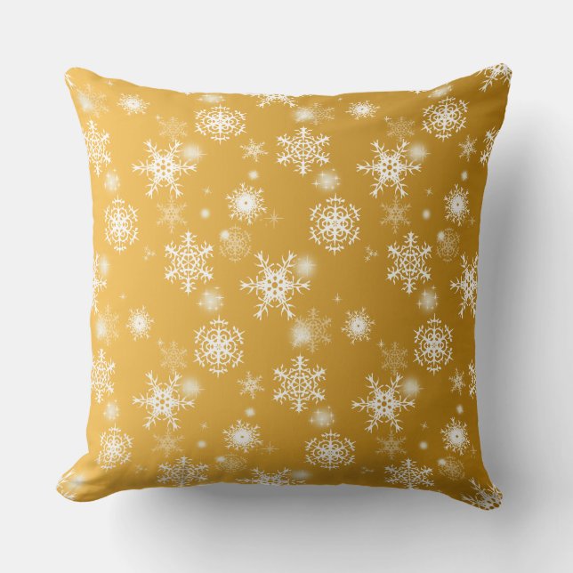 White openwork snowflakes.  cushion (Front)
