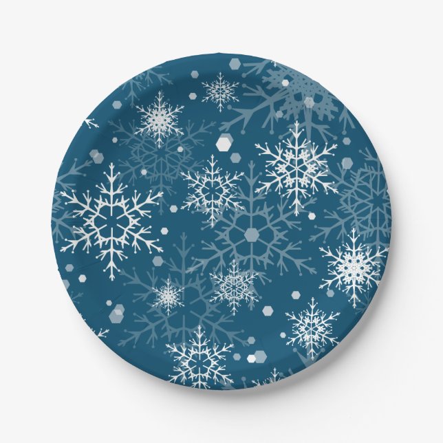 White openwork snowflakes  paper plate (Front)