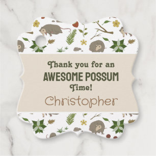 White Opossum Light Cottagecore Woodland Party Favour Tags