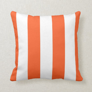 White & Orange Awnings Striped Decorative Cushion