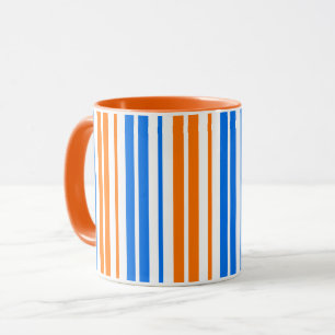 White Orange Blue Vertical Stripes Design   Mug
