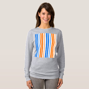 White Orange Blue Vertical Stripes Design T-Shirt