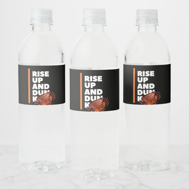 White Orange Bold Rise Up And Dunk Water Bottle Water Bottle Label (Bottles)