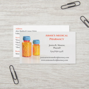 White Orange Bottles RX Pharmacist Pharmacy Pills Business Card