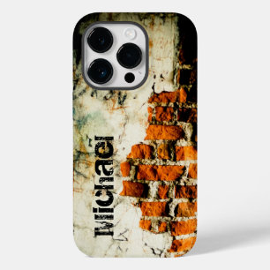 White orange Cool brick wall grafiti Custom name Case-Mate iPhone 14 Pro Case