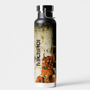 White orange Cool brick wall grafiti Custom name Water Bottle