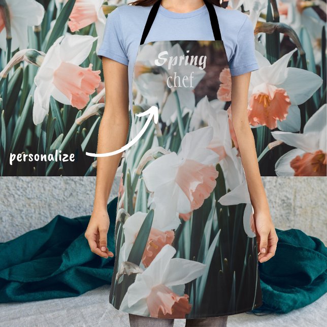 White Orange Daffodils in the Spring Garden Apron (Creator Uploaded)