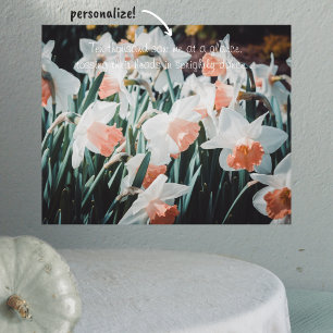 White Orange Daffodils in the Spring Garden Poster