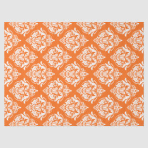 White & Orange Floral Damasks Tissue Paper