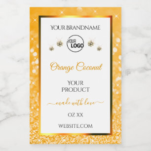 White Orange Glitter Product Labels Logo Diamonds