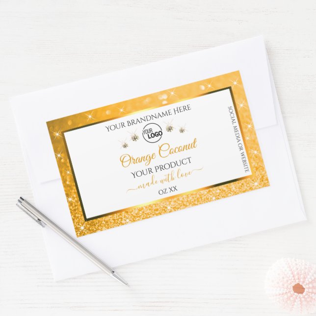 White Orange Glitter Product Labels Logo Diamonds (Envelope)