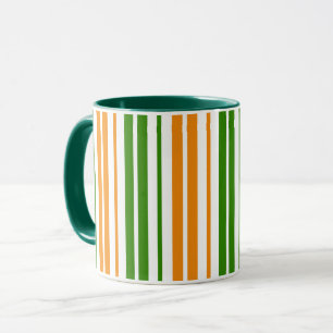 White Orange Green Vertical Stripes Design Mug