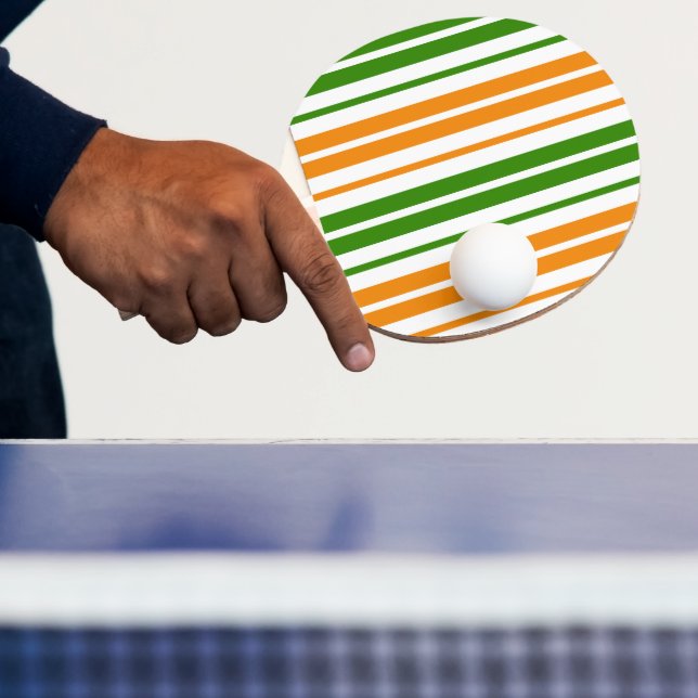 White Orange Green Vertical Stripes Design   Ping Pong Paddle (Insitu)