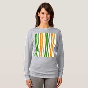 White Orange Green Vertical Stripes Design   T-Shirt