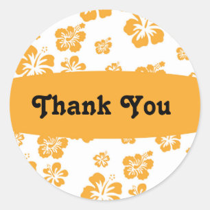 White Orange Hibiscus Flower Floral Party Sticker