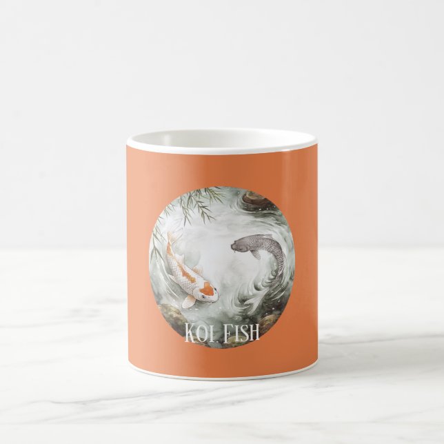 White Orange Koi Fish Coffee Mug (Center)
