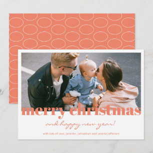 White Orange Merry Christmas Modern Photo Card 