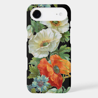White Orange Poppies Vintage Floral Art