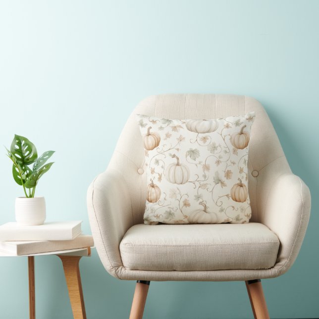 White Orange Pumpkins Leaves Cushion (Chair)