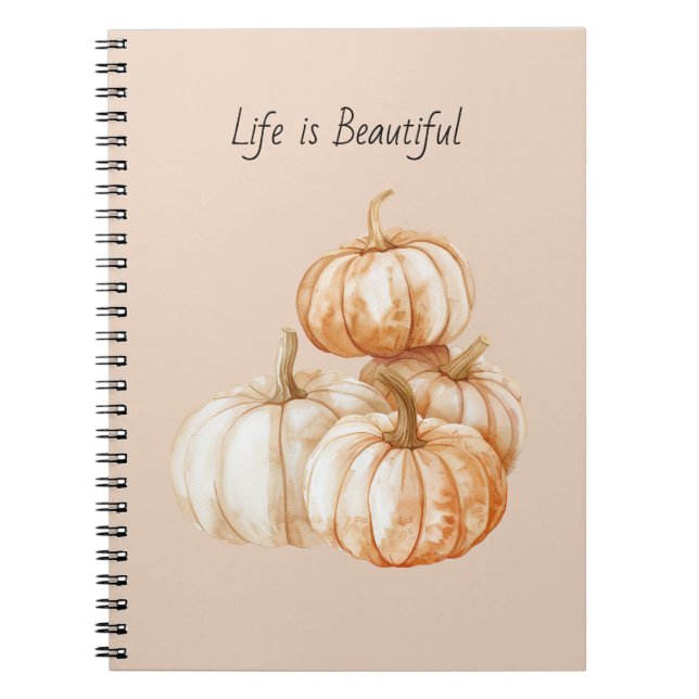 White Orange Pumpkins Notebook (Front)