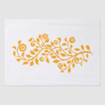 White & Orange Swirly Floral Ornament Nice Simple