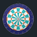 White, Orange, Turquoise, And Navy Dartboard<br><div class="desc">White,  Orange,  Turquoise,  And Navy Blue Coloured Dart Board Game Including 6 Brass Darts</div>
