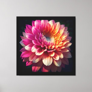White Orange Yellow Pink Purple Blue Dahlia Flower Canvas Print