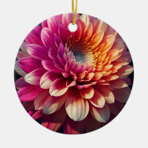 White Orange Yellow Pink Purple Blue Dahlia Flower Ceramic Tree Decoration