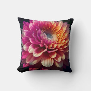 White Orange Yellow Pink Purple Blue Dahlia Flower Cushion