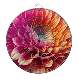 White Orange Yellow Pink Purple Blue Dahlia Flower Dartboard