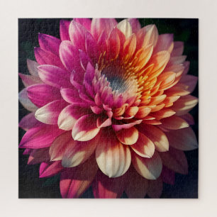 White Orange Yellow Pink Purple Blue Dahlia Flower Jigsaw Puzzle
