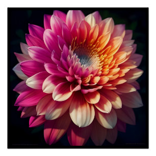 White Orange Yellow Pink Purple Blue Dahlia Flower Poster