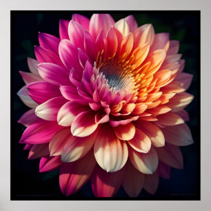 White Orange Yellow Pink Purple Blue Dahlia Flower Poster