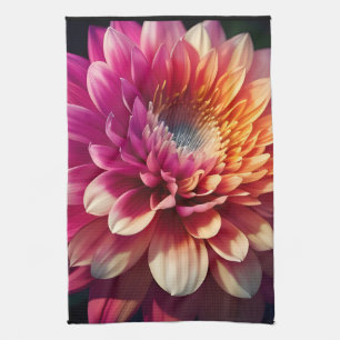 White Orange Yellow Pink Purple Blue Dahlia Flower Tea Towel