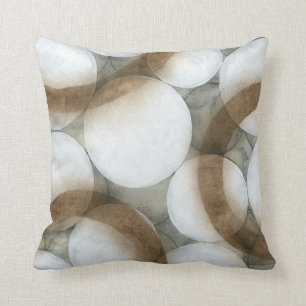 White Orbs & Brown Circles Cushion