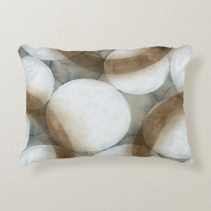 White Orbs & Brown Circles Decorative Cushion