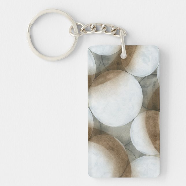 White Orbs & Brown Circles Key Ring (Front)