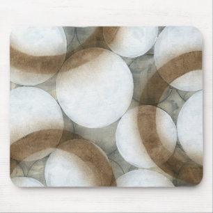 White Orbs & Brown Circles Mouse Mat