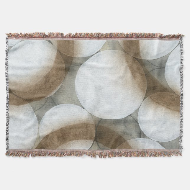 White Orbs & Brown Circles Throw Blanket (Front)
